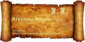 Miklóssy Mátyás névjegykártya